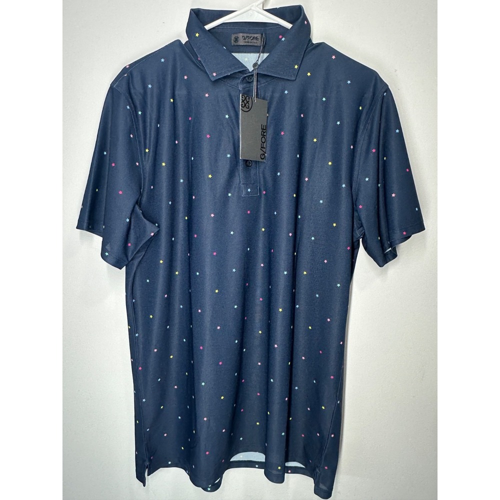 G/Fore All Over Star Print Polo Shirt Twilight Blue - Large